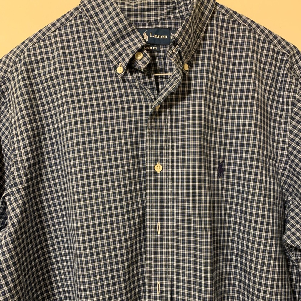 Ralph Lauren long sleeve blue/green 16 1/2 34/35